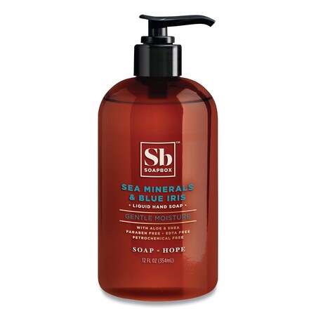 Soapbox Hand Soap, Sea Minerals and Blue Iris, 12 oz Pump Bottle 77148